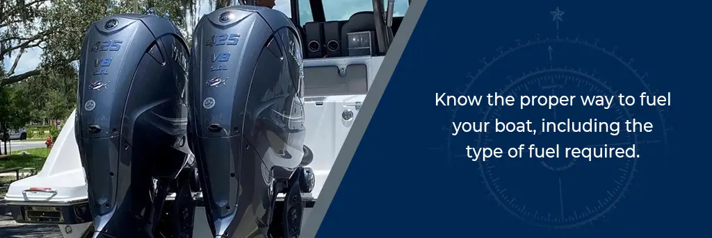 Know the property way to fuel your boat, including the type of fuel required - image of motors on the back of a Crevalle boat